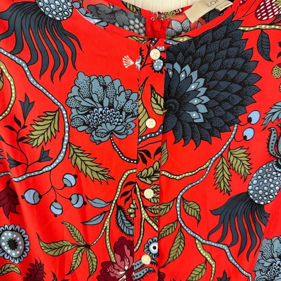 Loft Red floral dress size 8 - Picture 4 of 6